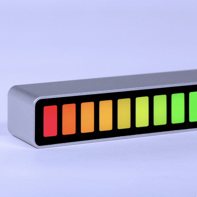 RGB Double LED Music, Voice Sync Rhythm Light Bar, Atmosphere Light for Car, Gaming Room Decoration - Silver