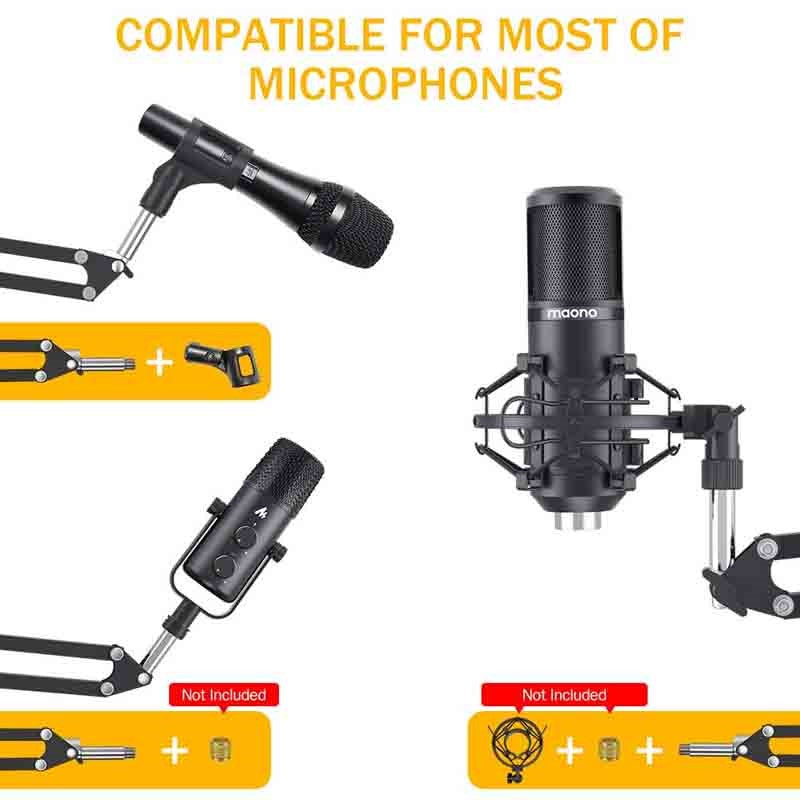 Maonocaster AU-B01 Microphone Suspension Boom Scissor Arm Stand - Black