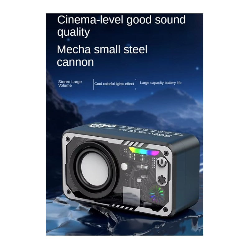 Transparent Portable Bluetooth Speaker With 3D Surround Sound, LED Light Effects, TF Card Support - Black, (Pack of 2)