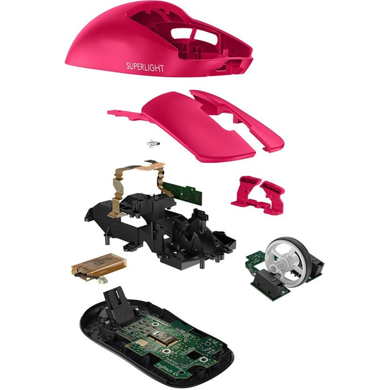 لوجيتك, ماوس الألعاب اللاسلكي (G PRO X SUPERLIGHT)،2.4 جيجا هرتز, تسريع 40 جيجا مستشعر HERO 25K، خفيف للغاية مع 63 جرام، 5 أزرار قابلة للبرمجة، عمر البطارية 70 ساعة، بدون أقدام PTFE إضافية، جهاز الكمبيوتر/جهاز Mac - أسود