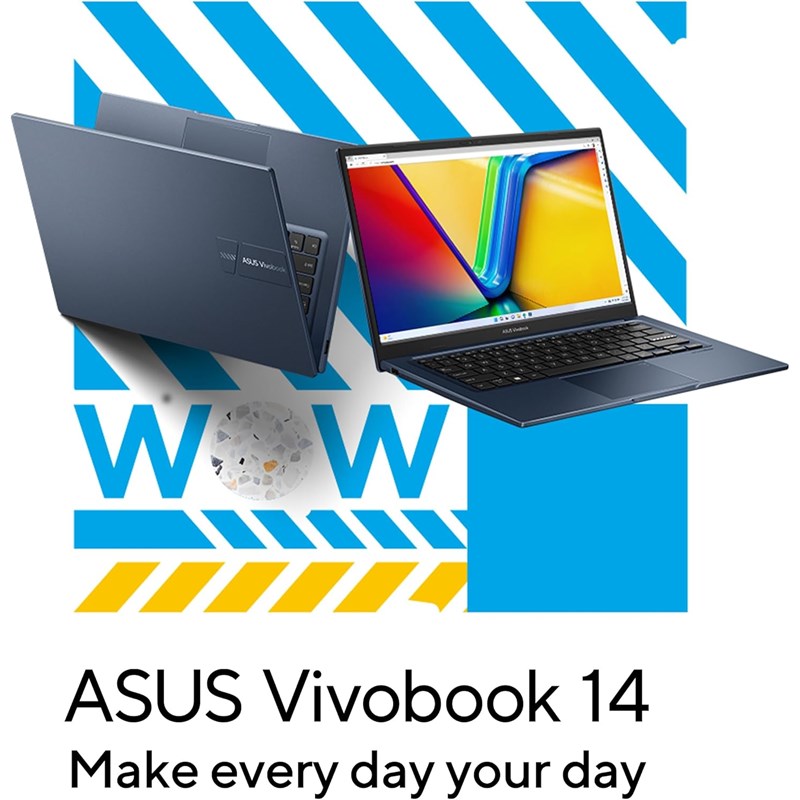 اسوس فيفوبوك 14، معالج إنتل كور i7-1355U، رامات 16 جيجابايت، 512 جيجابايت اس اس دي، شاشة 14 بوصة عالية الدقة (1920x1080)، نظام التشغيل ويندوز 11 هوم - أزرق هادئ