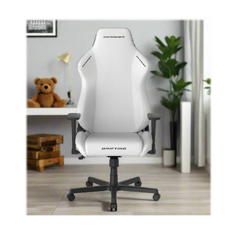 DXRacer Drifting Series Large Size Gaming Chair - White + GAMEON 3in1 L-Shaped Slayer II XL Series Gaming Desk - Black