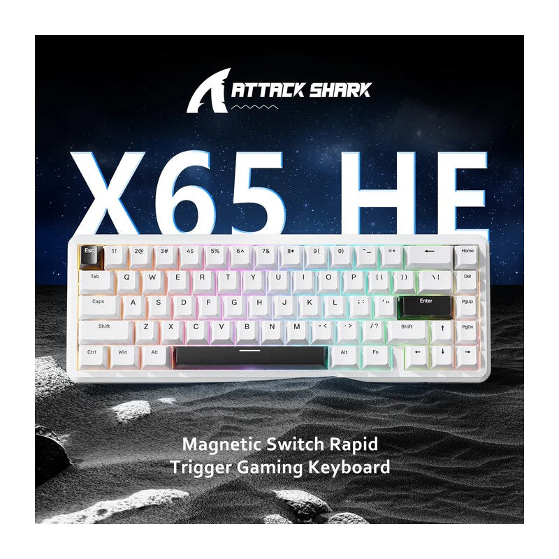 ATTACK SHARK X65 HE 65%, 8KHz, 0.01mm RT, PBT Keycaps RGB Magnetic Switch Rapid Trigger Keyboard