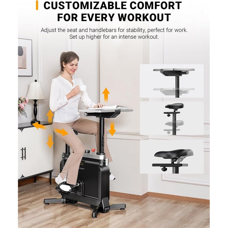 King Smith Foldable Workstation Exercise Bike with Adjustable Resistance, Desktop Stand - Black