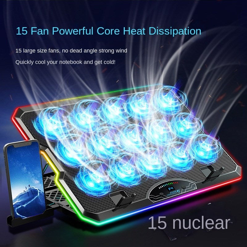 Gadgeton RGB Laptop Cooling Stand with 15 Fans & LCD Screen, USB & Type-C Ports For Laptops up to 15