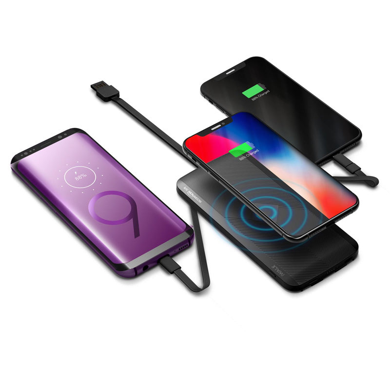 iWalk Scorpion Air 8000 Mah Portable Power With Wireless Charging & In-Built Cables - Black