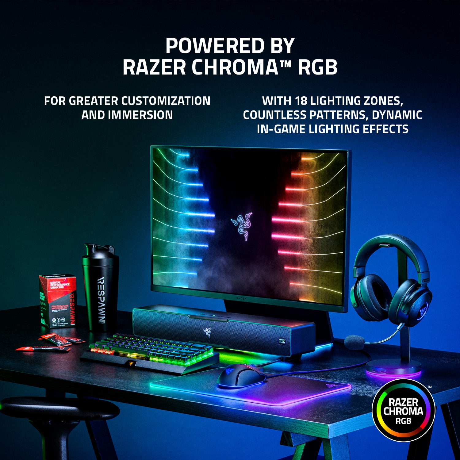 Razer Leviathan V2 Gaming Soundbar with Subwoofer, THX Spatial Audio, Bluetooth 5.2, USB Audio Input, Black