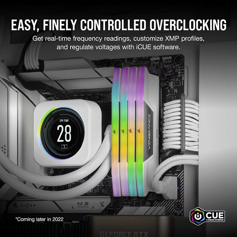Corsair VENGEANCE RGB 64GB (2x32GB) DDR5 DRAM 6000MT/s CL30 AMD EXPO & Intel XMP Memory Kit - White