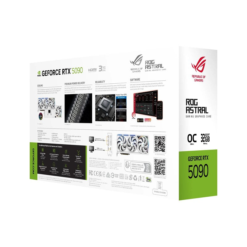 Asus ROG Astral GeForce RTX 5090 32GB GDDR7 WHITE OC Edition GDDR7 Gaming Graphics Card