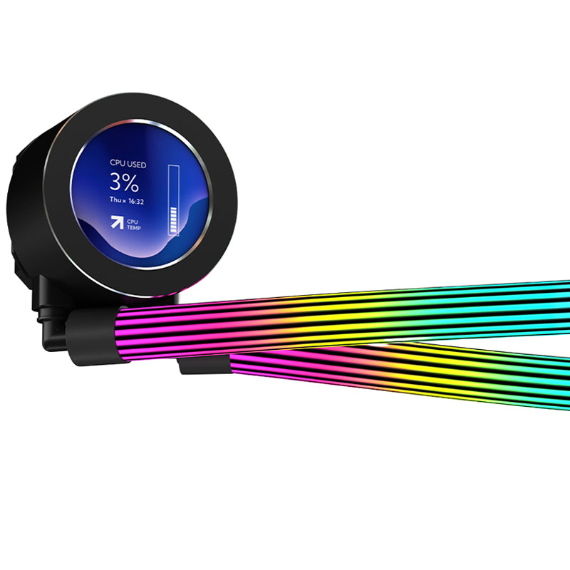 جيم أون كراكن N360 مبرد وحدة المعالجة المركزية السائل بشاشة LCD مقاس 360 مم مع أنبوب ARGB - أسود