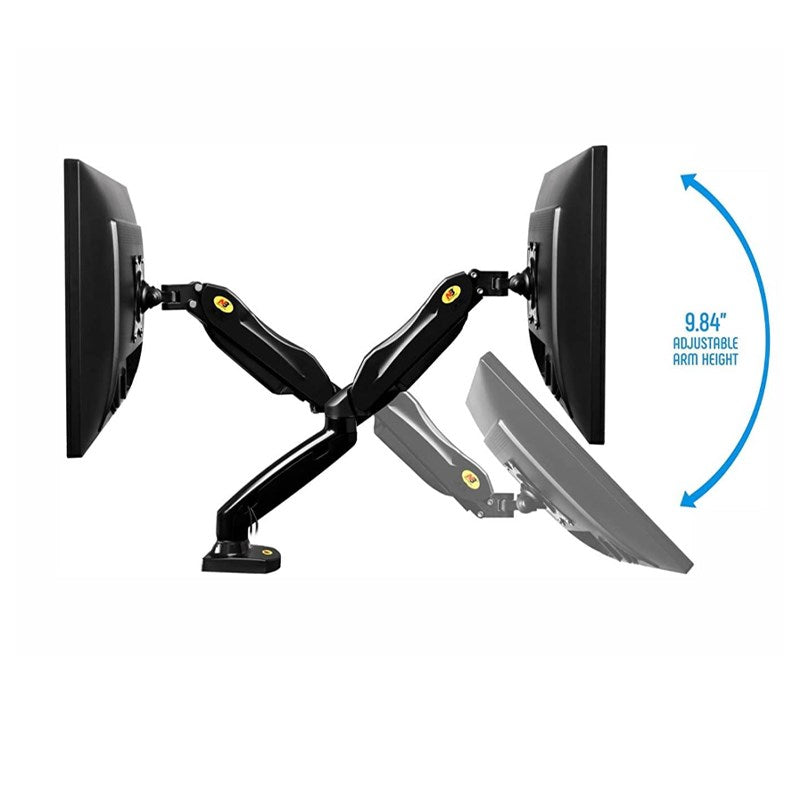 NB North Bayou Gas Strut Dual Monitor Arm, Stand And Mount For Gaming And Office Use, 17