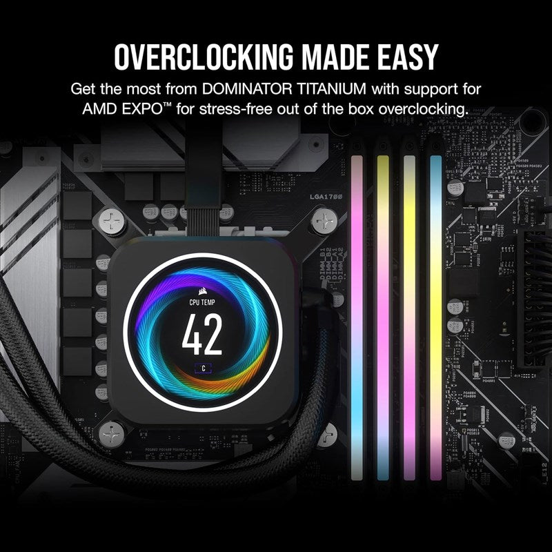 Corsair DOMINATOR TITANIUM RGB 64GB (2x32GB) DDR5 DRAM 6000MT/s CL30 AMD EXPO & Intel XMP Memory Kit - Grey