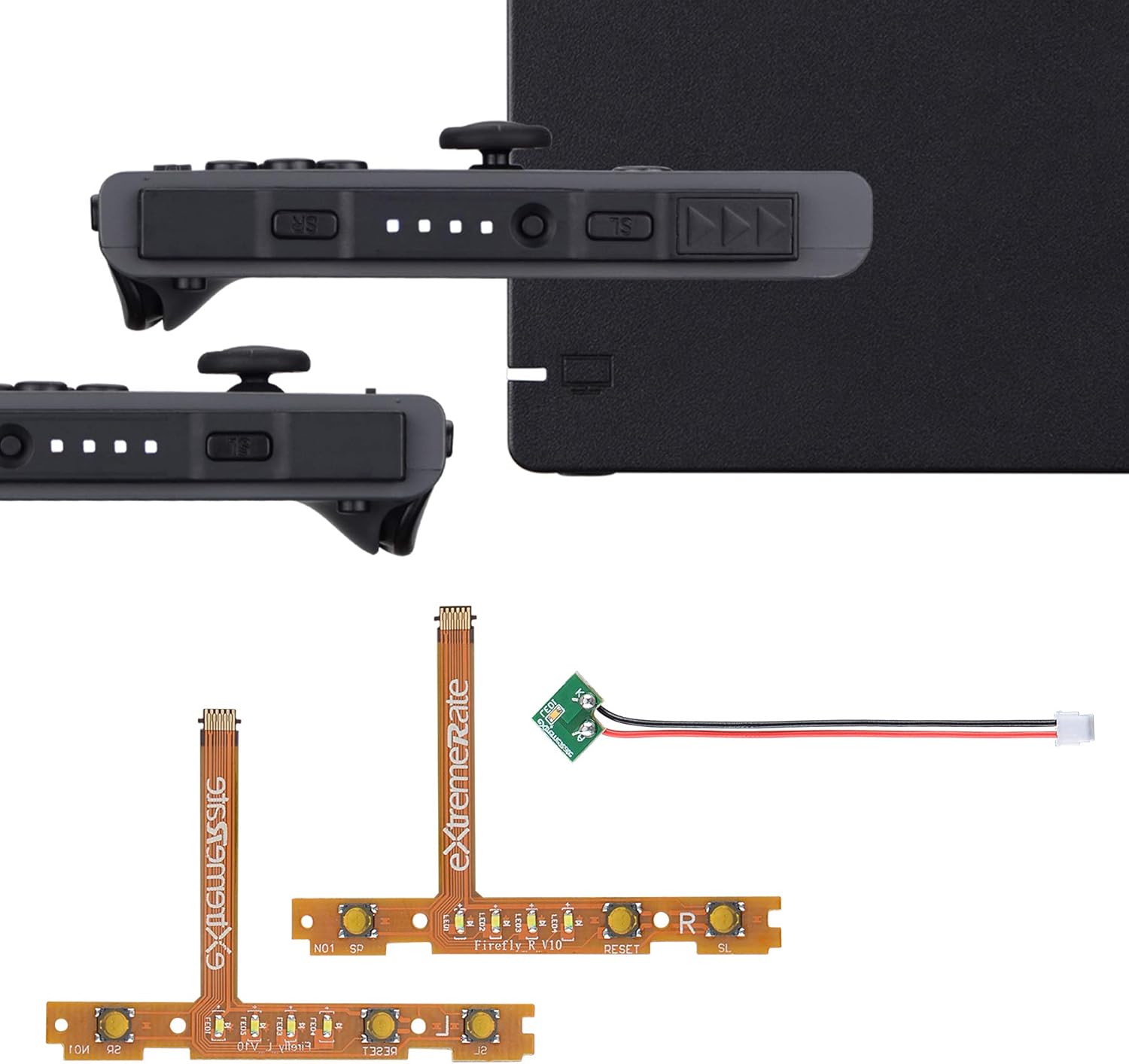 eXtremeRate Firefly LED Tuning Kit for Nintendo Switch Dock NS Left Right SL SR Buttons Ribbon Flex Cable Indicate Power LED - Cool White