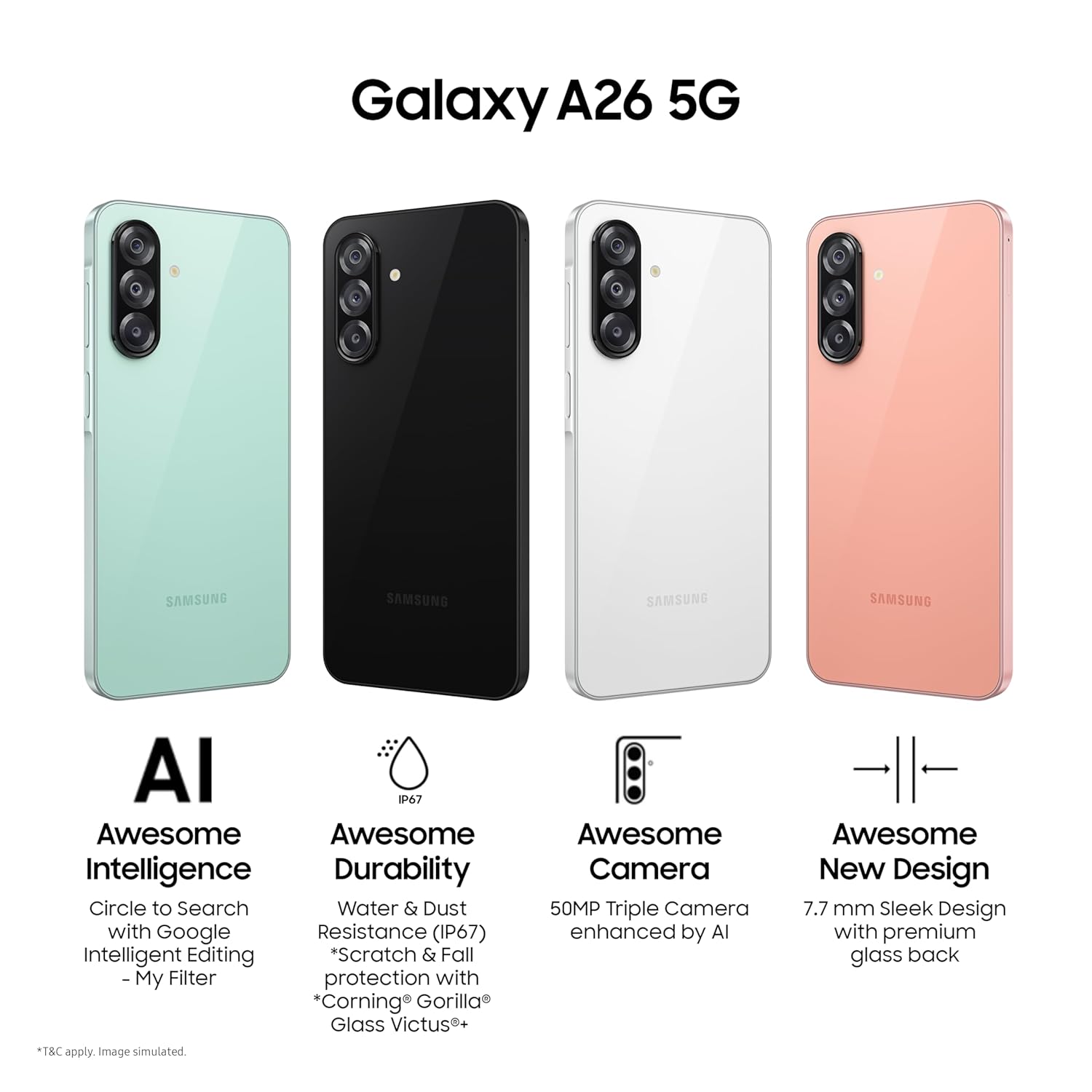 Samsung Galaxy A26 5G, 256 GB, 8 GB RAM, 6.7