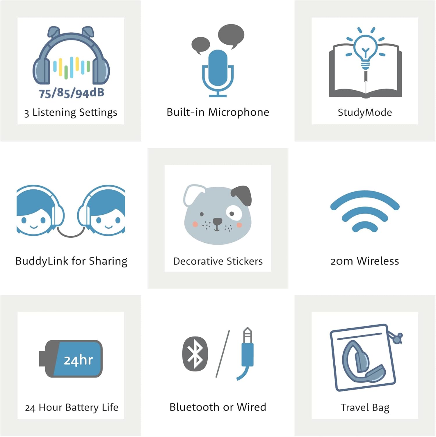 مشغلات Buddyphones + سماعة بلوتوث لاسلكية ، كلب