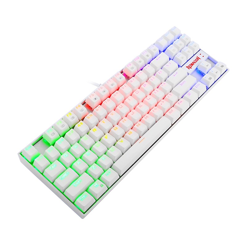 Redragon K552W RGB Wired Mechanical Gaming Compact Keyboard (Blue Switches) - White