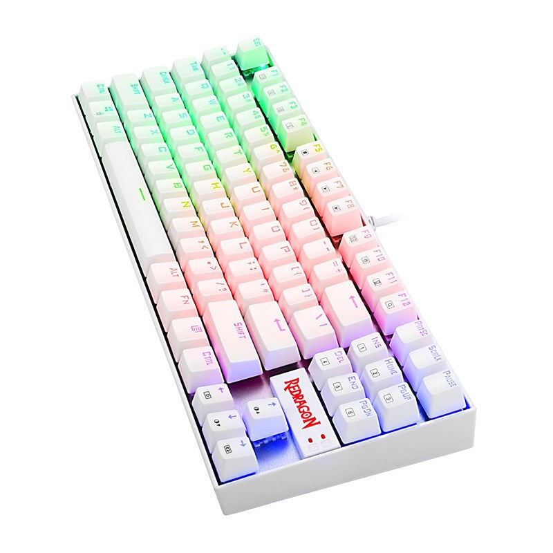 Redragon K552W RGB Wired Mechanical Gaming Compact Keyboard (Blue Switches) - White