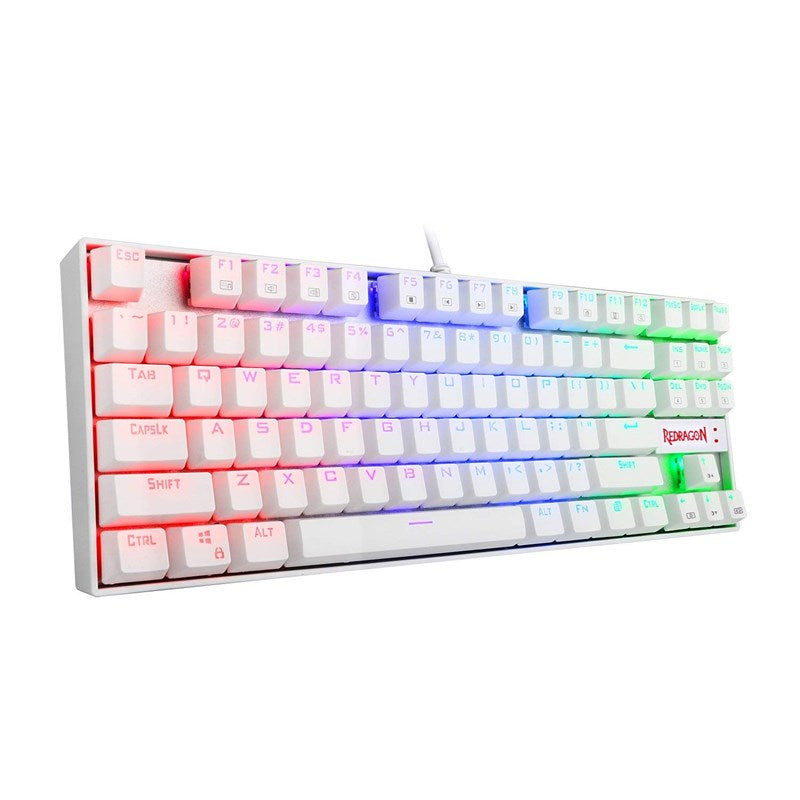 Redragon K552W RGB Wired Mechanical Gaming Compact Keyboard (Blue Switches) - White