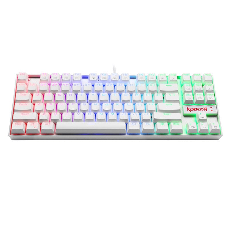Redragon K552W RGB Wired Mechanical Gaming Compact Keyboard (Blue Switches) - White