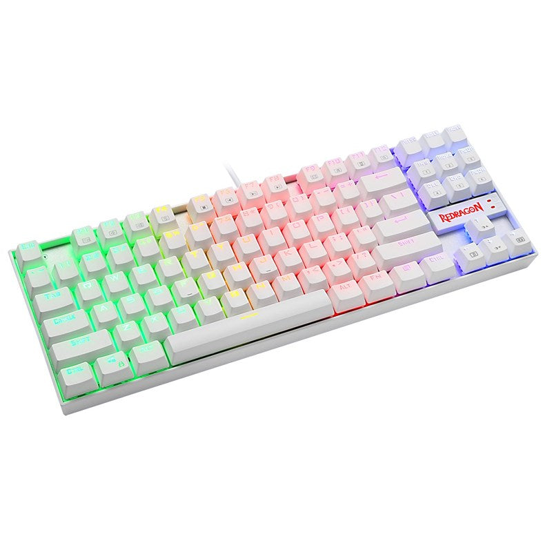 Redragon K552W RGB Wired Mechanical Gaming Compact Keyboard (Blue Switches) - White