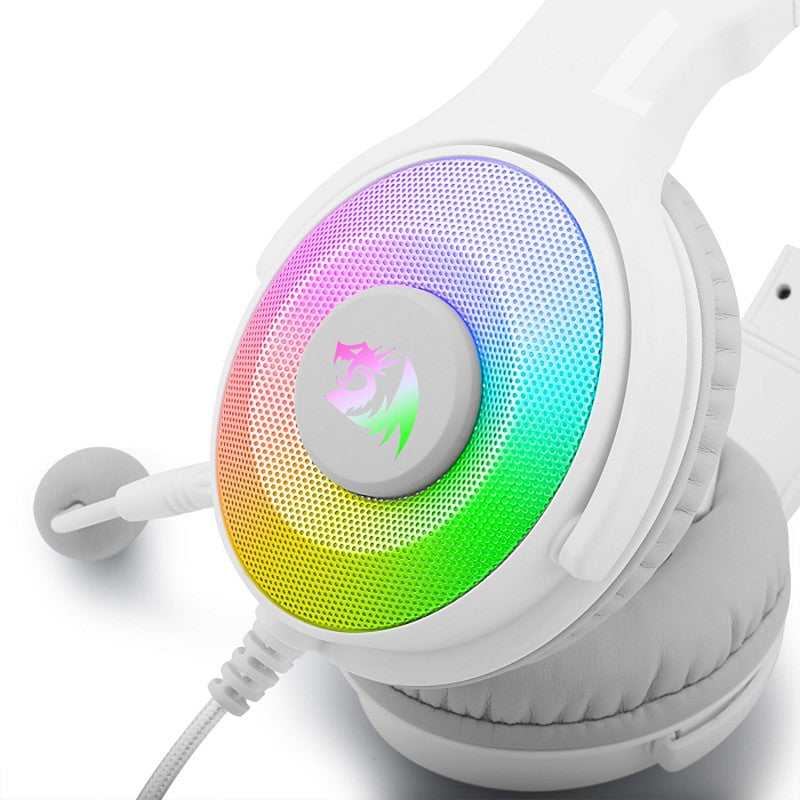 Redragon Pandora White, Virtual 7.1 RGB Gaming Headset with Adapter - White