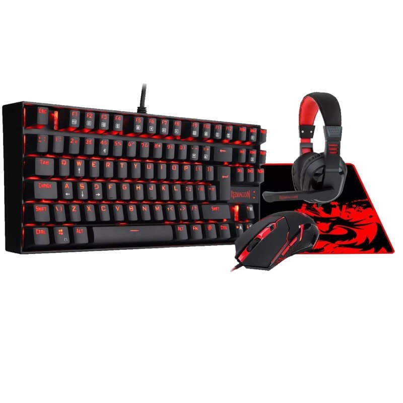 Redragon K552-BB 4 in 1 Mechanical Gaming Combo Value Set - Black