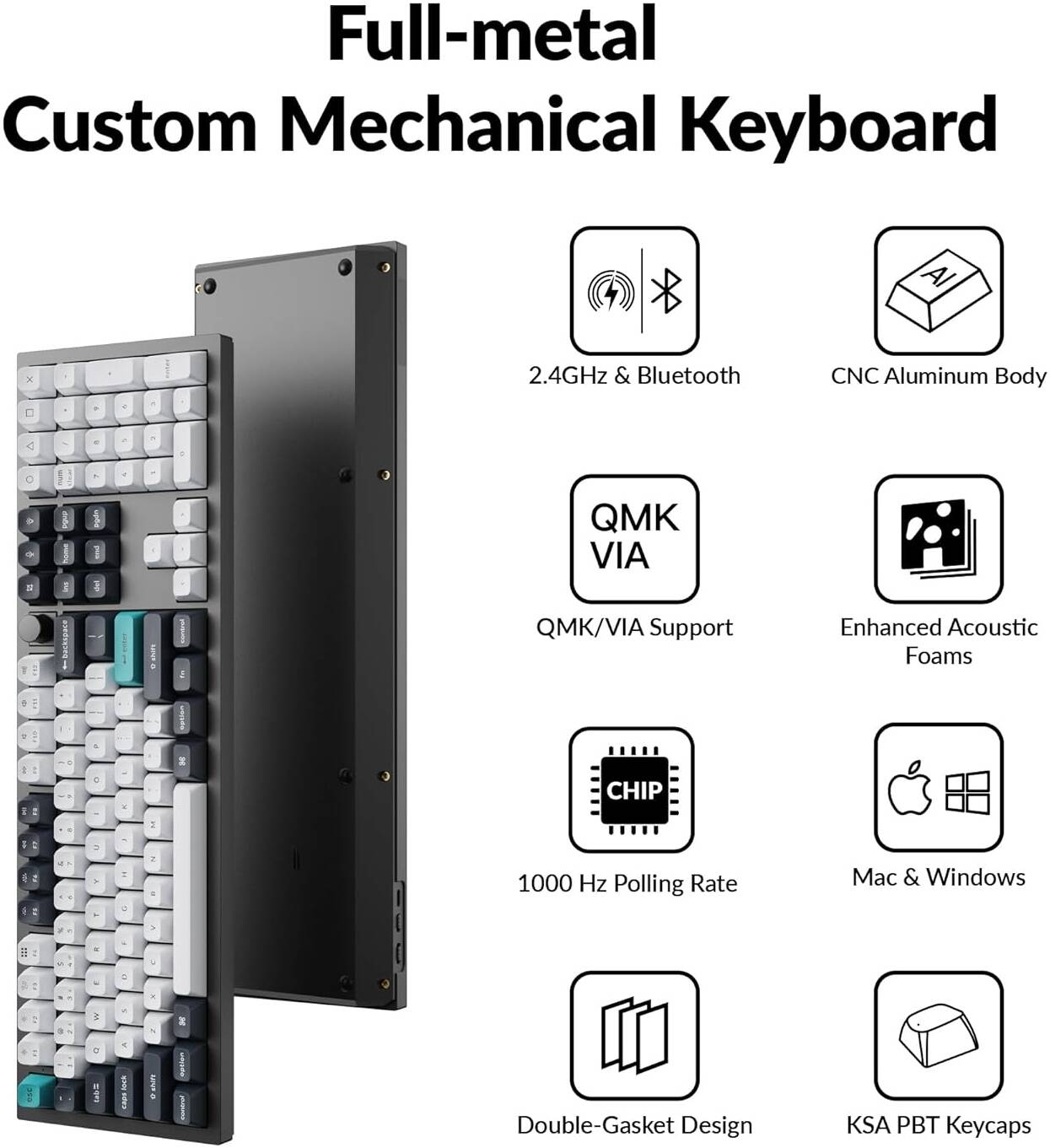 Keychron Q6 Max 100% QMK/VIA Wireless RGB Mechanical Gaming Keyboard (Gateron Jupiter Red Switch) - Black (Arabic Layout)