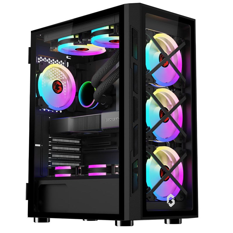 GAMEON TRIDENT III ARGB E-ATX Mid Tower Gaming PC Case - Black (4 ARGB Fans Included)