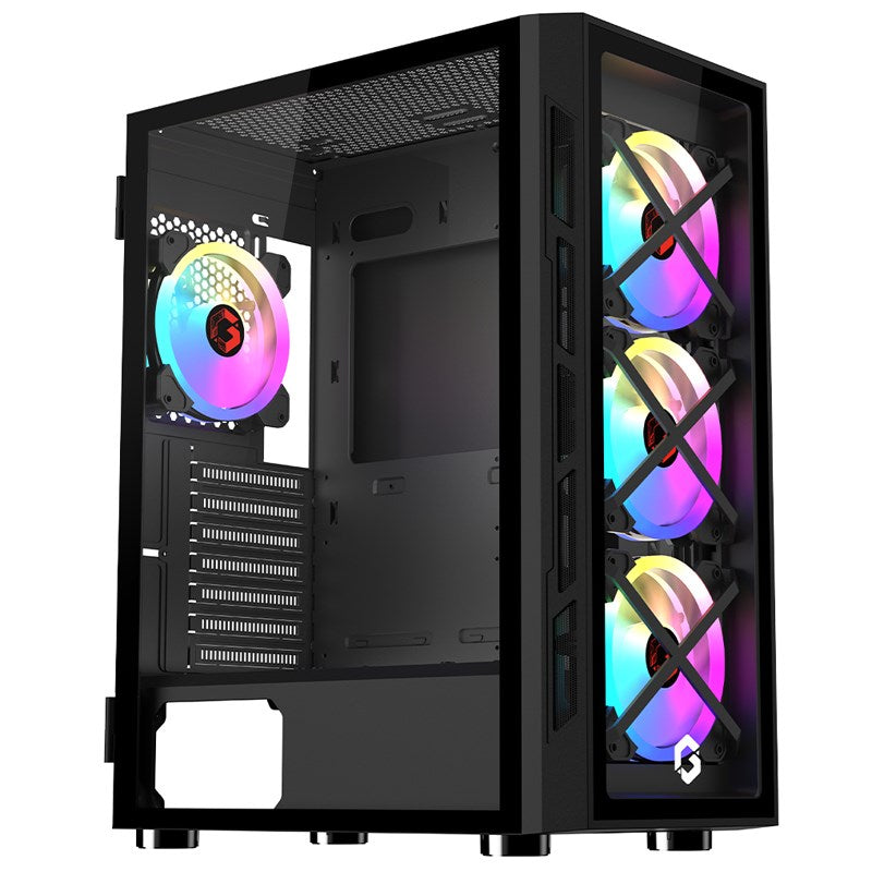 GAMEON TRIDENT III ARGB E-ATX Mid Tower Gaming PC Case - Black (4 ARGB Fans Included)