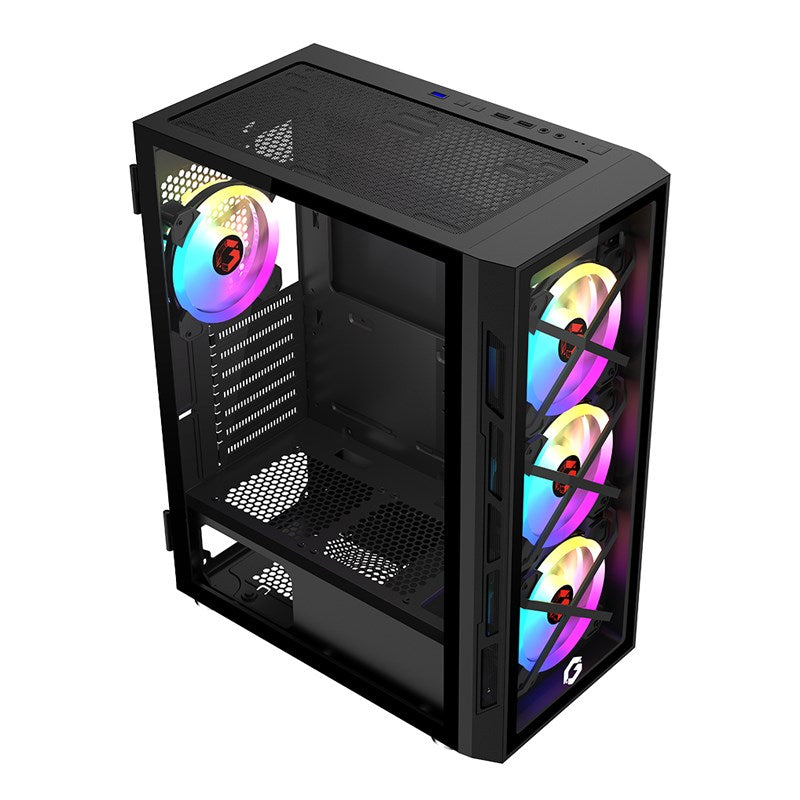 GAMEON TRIDENT III ARGB E-ATX Mid Tower Gaming PC Case - Black (4 ARGB Fans Included)