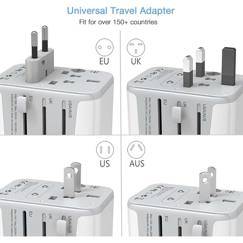 Universal Travel Adapter, Tessan International Plug Adaptor With 3 USB Ports + 1 USB C, Worldwide Wall Travel Charger