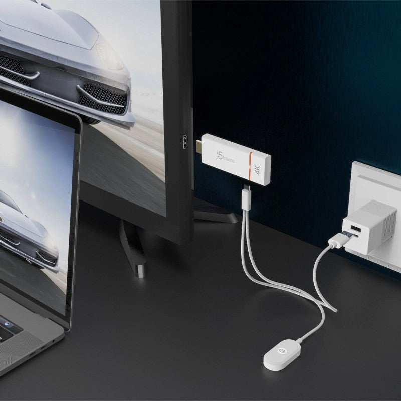 j5create JVAW76 محول العرض اللاسلكي سكرين كاست 4K HDMI - أبيض