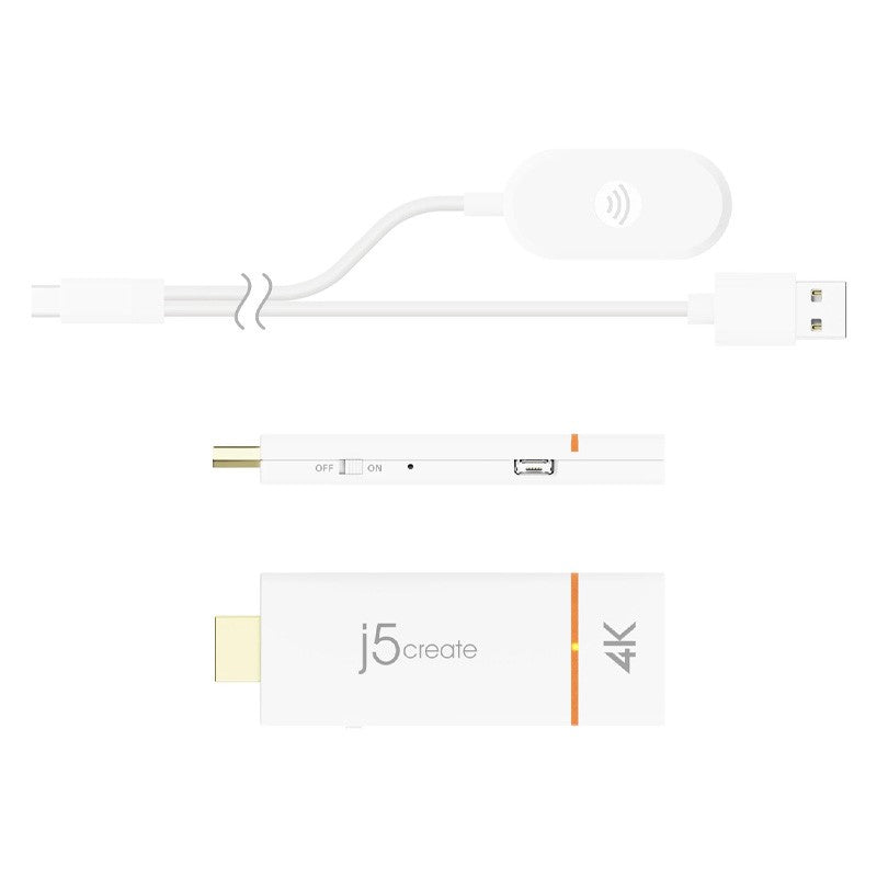 j5create JVAW76 محول العرض اللاسلكي سكرين كاست 4K HDMI - أبيض