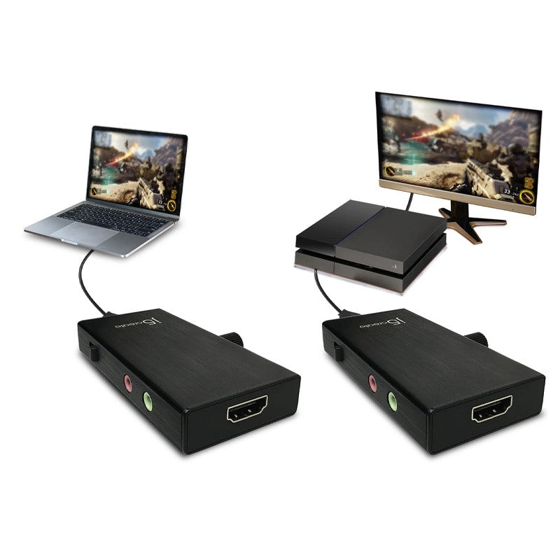 j5create JVA02 محول الالتقاط المباشر HDMI إلى USB-C مع توصيل الطاقة - أسود