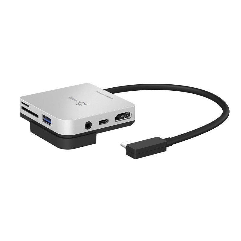j5 create JCD612 قاعدة توصيل يو اس بي سي إلى 4 كيه 60 هرتز اتش دي ام اي لأجهزة iPad Pro، تتضمن منفذ HDMI واحد ومنفذين USB - أسود وفضي