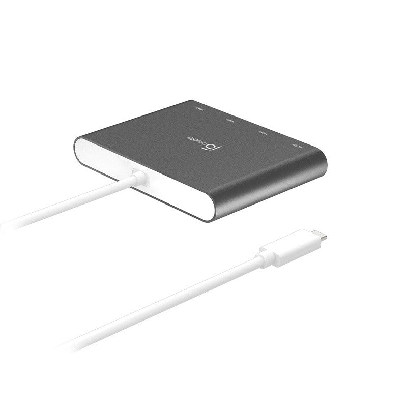 j5create JCA366 USB-C إلى 4 منافذ HDMI محول شاشات متعددة - فضي