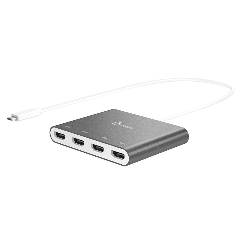 j5create JCA366 USB-C إلى 4 منافذ HDMI محول شاشات متعددة - فضي