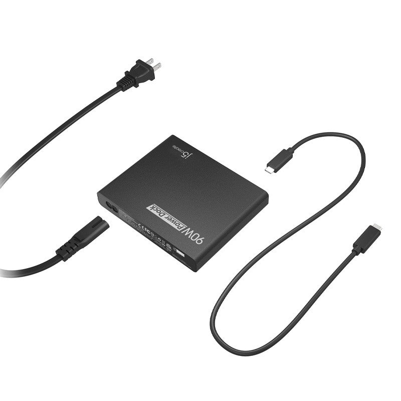 j5create JCDP392 90W Built-in USB-C Travel Dock - UK, includes 1x HDMI port and 3x USB ports, Black