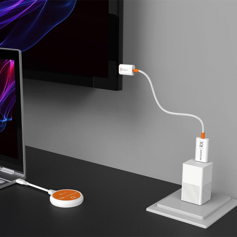 j5create JVAW62 سكرين كاست USB-C موسع HDMI بشاشة عرض لاسلكية، أبيض وبرتقالي