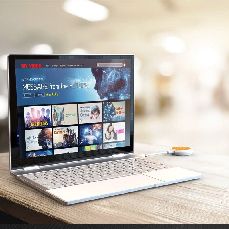 j5create JVAW62 سكرين كاست USB-C موسع HDMI بشاشة عرض لاسلكية، أبيض وبرتقالي