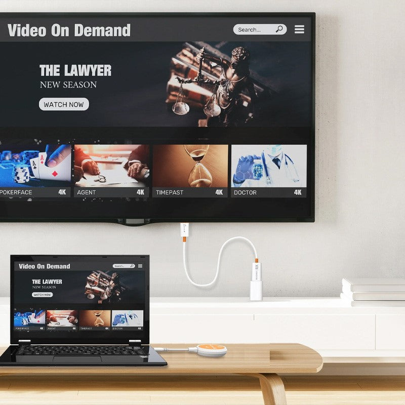 j5create JVAW62 سكرين كاست USB-C موسع HDMI بشاشة عرض لاسلكية، أبيض وبرتقالي