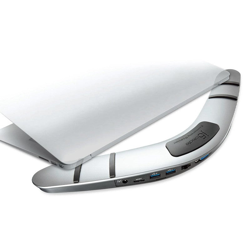 j5 create JUD481 محطة USB 3.0 Boomerang - الاتحاد الأوروبي/المملكة المتحدة، تتضمن منفذ HDMI واحد و5 منافذ USB، باللونين الأسود والرمادي
