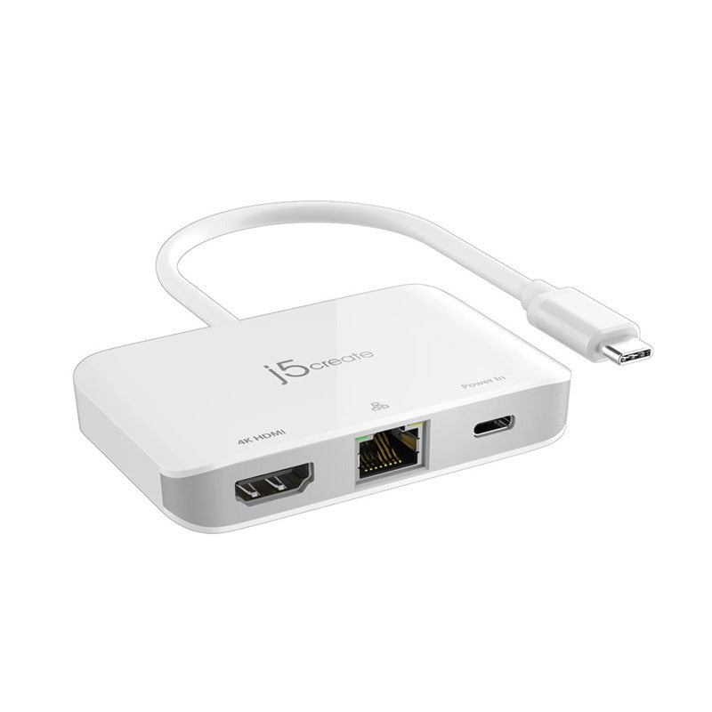 j5create محول USB-C إلى 4K HDMI إيثرنت، أبيض