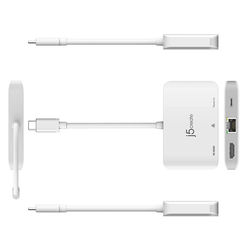 j5create محول USB-C إلى 4K HDMI إيثرنت، أبيض