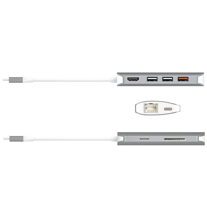 j5create JCD383 USB-C محول متعدد 9 في 1، فضي وأبيض