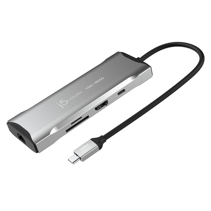 قاعدة توصيل صغيرة j5create JCD393 4K60 Elite USB-C بسرعة 10 جيجابت في الثانية، رمادي فلكي
