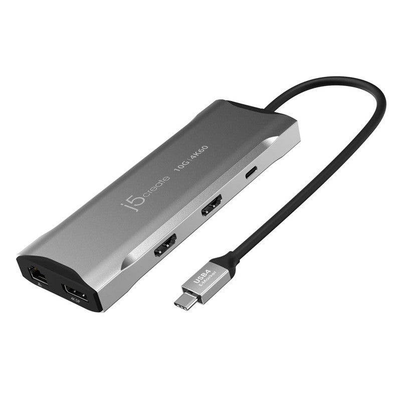 j5create JCD397 4K60 Elite USB-C قاعدة توصيل صغيرة متعددة الشاشات، رمادي فلكي