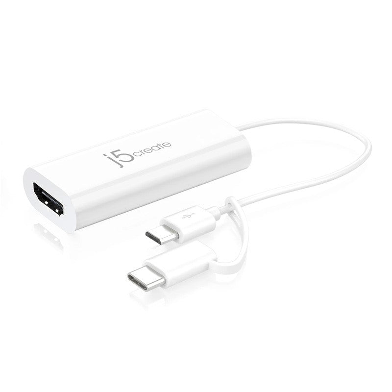 j5create JUA165C أندرويد USB إلى محول العرض HDMI - أبيض