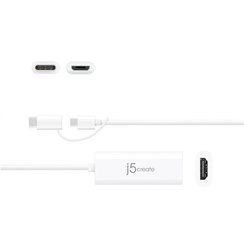 j5create JUA165C أندرويد USB إلى محول العرض HDMI - أبيض