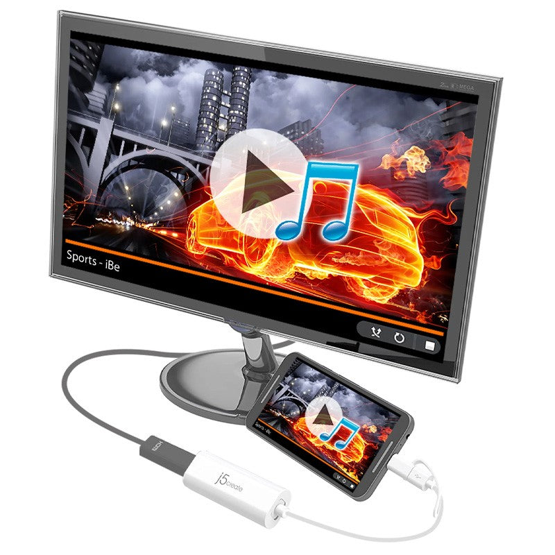 j5create JUA165C أندرويد USB إلى محول العرض HDMI - أبيض